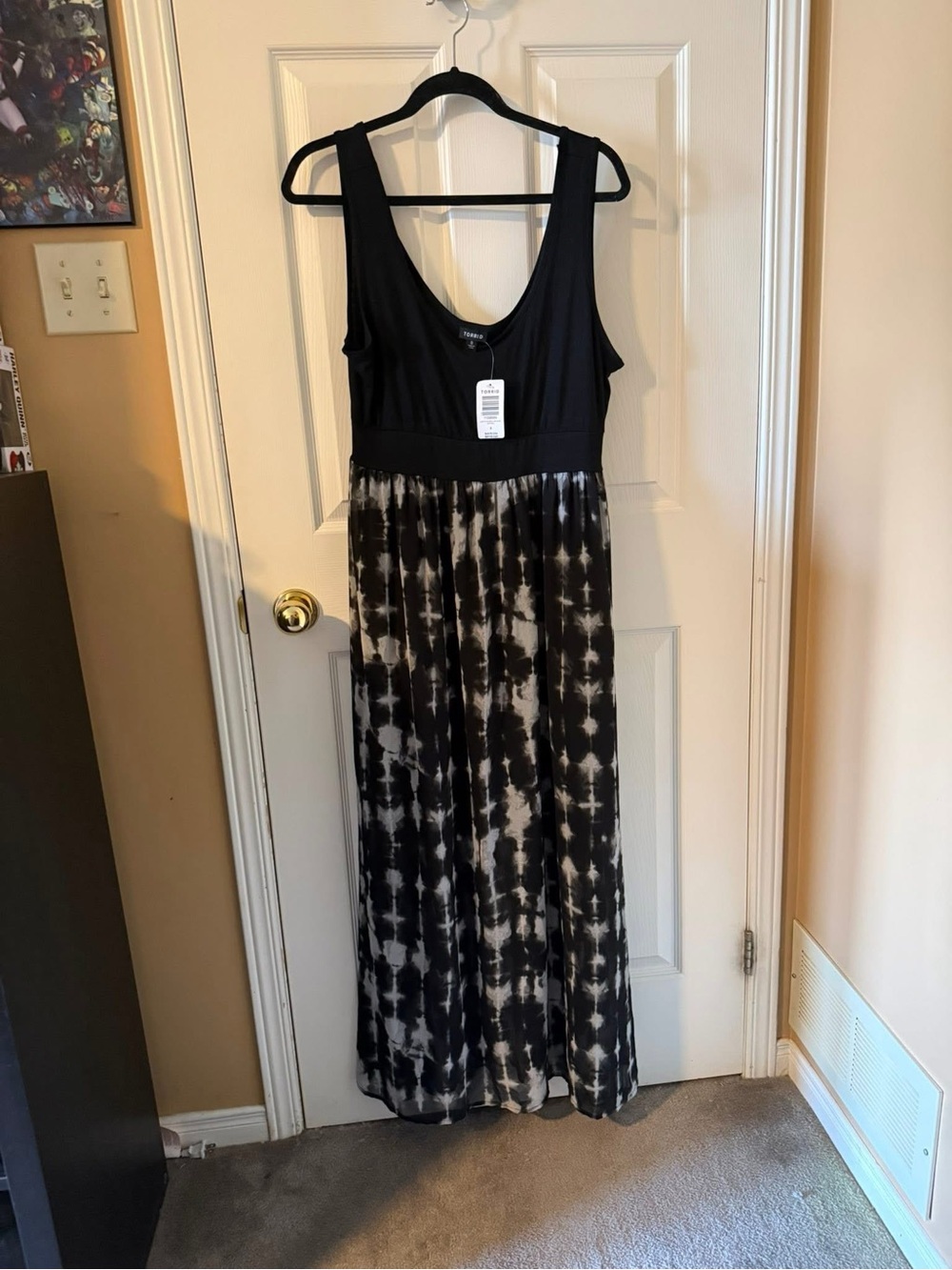 NWT Torrid Black & White Tie Dye Maxi Dress Size 0x